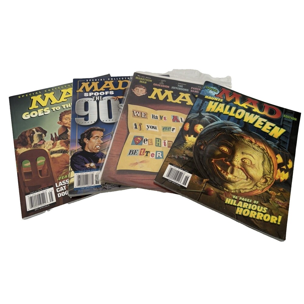 Lot of 4 Mad Magazines Goes to the Dogs- Spoofs of the 90s -Mad Haunts Halloween